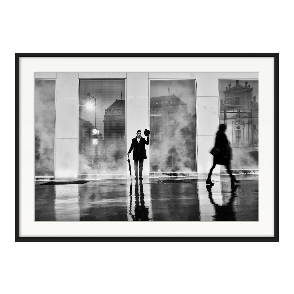 A passing hello — original framed print by Sascha van der Werf