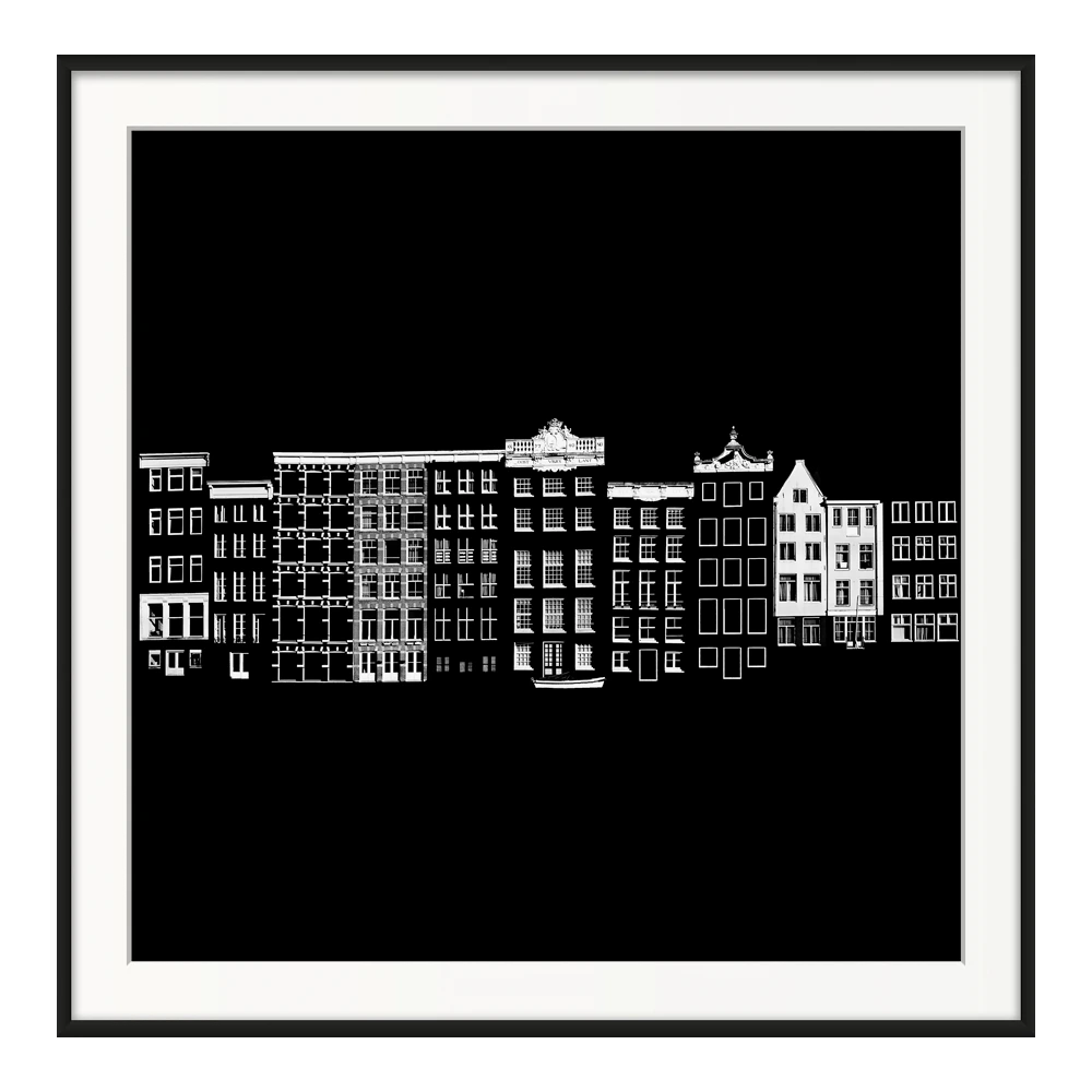 Dancing Houses — original framed print by Sascha van der Werf