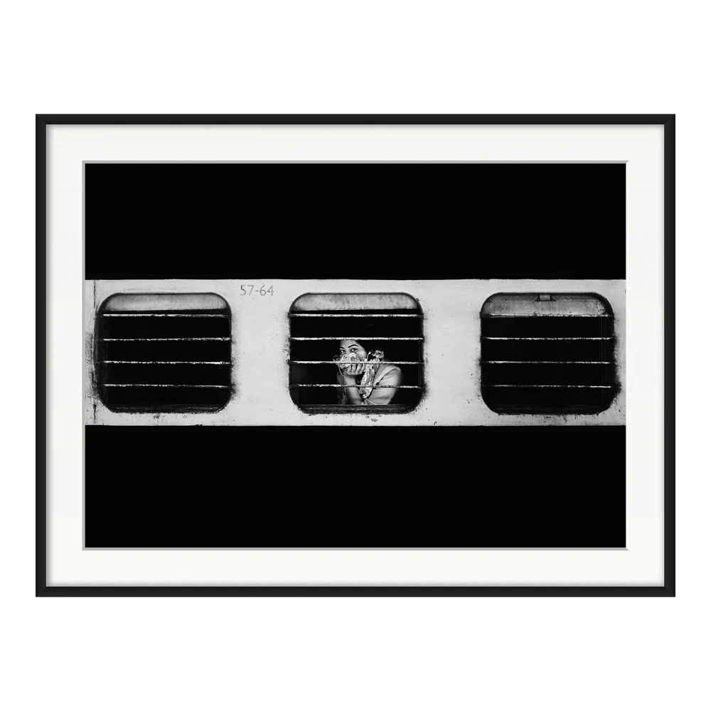 Trainstation Delhi No. 2 — original framed print by Sascha van der Werf