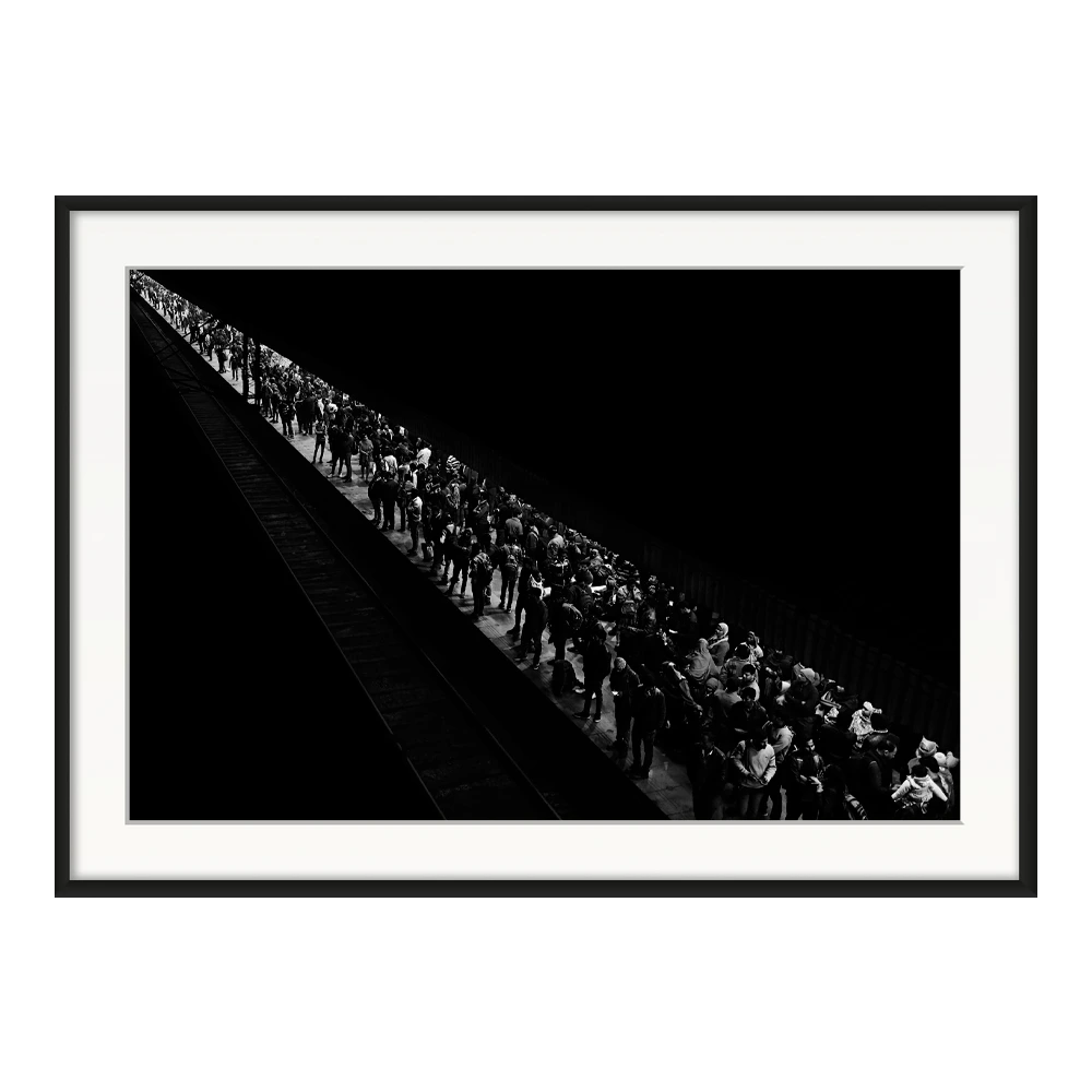 Train Station Old Delhi — original framed print by Sascha van der Werf